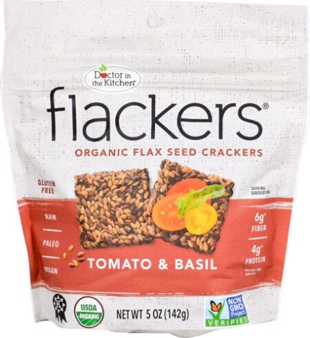 Doctor In The Kitchen Flackers® Organic Flax Seed Crackers Tomato & Basil -- 5 oz