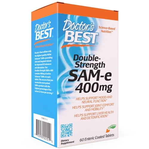 Doctor's Best SAM-e 400mg - 60 Comprimidos Revestidos Entéricos - Suporte ao Humor e Saúde das Articulações