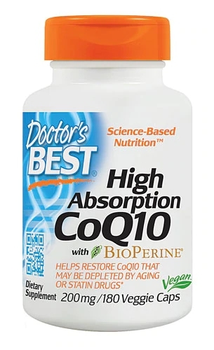 Doctor's Best High Absorption CoQ10 com BioPerine® - 200mg - 180 Cápsulas Veggie