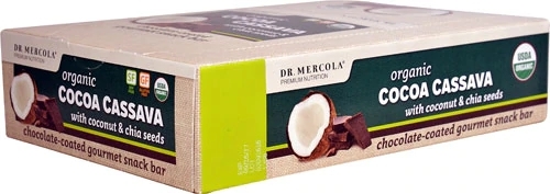 Barra de Energia Dr. Mercola Cacau Orgânico e Mandioca - Caixa com 12 Barras (Aprox. 567g)