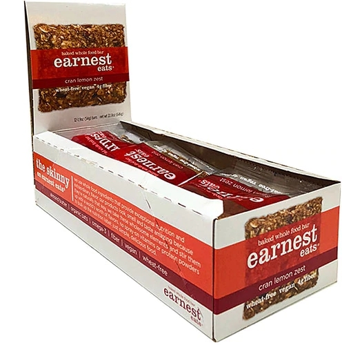 Earnest Eats Barra Vegana Cranberry & Limão Siciliano - Caixa com 12 (Aprox. 567g)