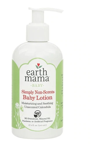 Loção de Bebê Natural Sem Perfume Earth Mama 237ml - Pele Sensível e Hidratação Profunda