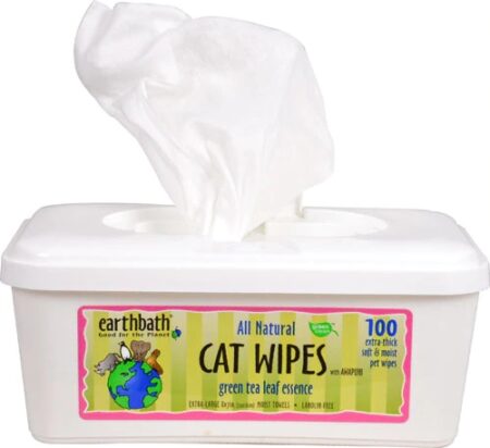 Earthbath Green Tea Leaf Cat Wipes with Awapuhi -- 100 Wipes