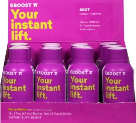 EBoost Shot Energy plus Vitamins Berry Melon -- 12 Bottles