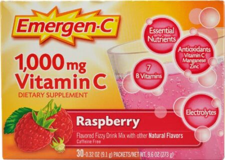 Emergen-C Vitamin C Fizzy Drink Mix Raspberry -- 1000 mg - 30 Packets