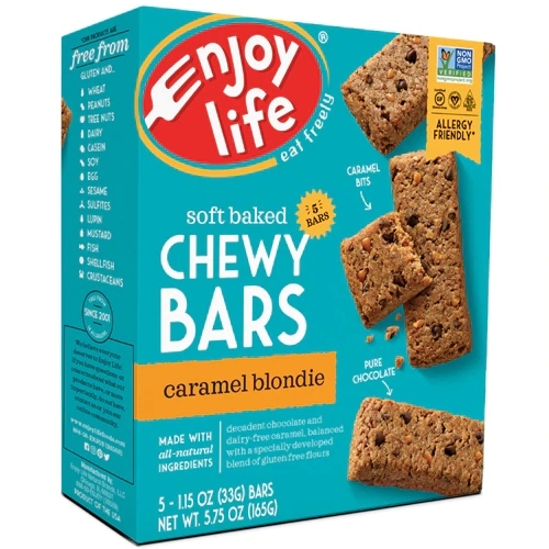 Barras de Caramelo Blondie Enjoy Life Sem Glúten Assadas - 5 Barras (Aprox. 215g)
