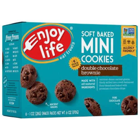 Enjoy Life Soft Baked Mini Cookies Double Chocolate Brownie -- 6 Snack Packs