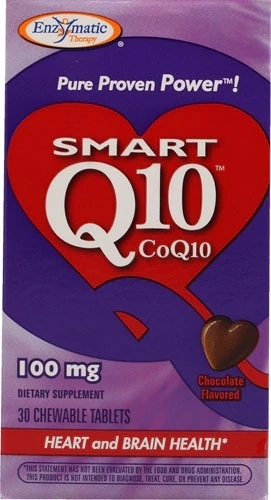Enzymatic Therapy Smart Q10™ CoQ10 Chocolate - 100mg - 30 Comprimidos Mastigáveis Sabor Chocolate