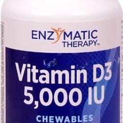 Enzymatic Therapy Vitamina D3 Mastigável Chocolate 5000 UI - 90 Tabletes Sem Açúcar
