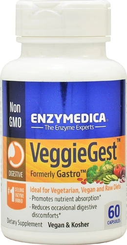 Enzymedica VeggieGest™ (Antigo Gastro™) - 60 Cápsulas para Digestão Vegetariana