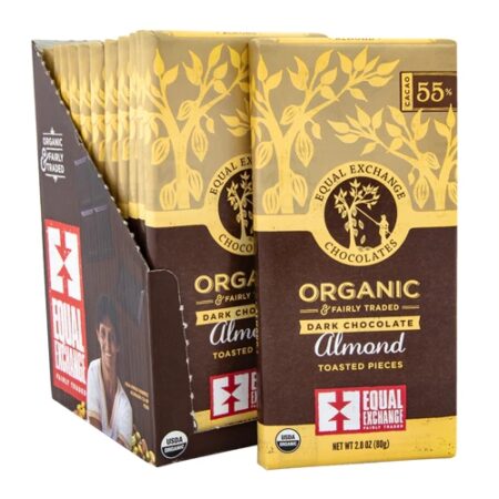 Equal Exchange Organic Dark Chocolate Almond Toasted Pieces -- 12 Bars