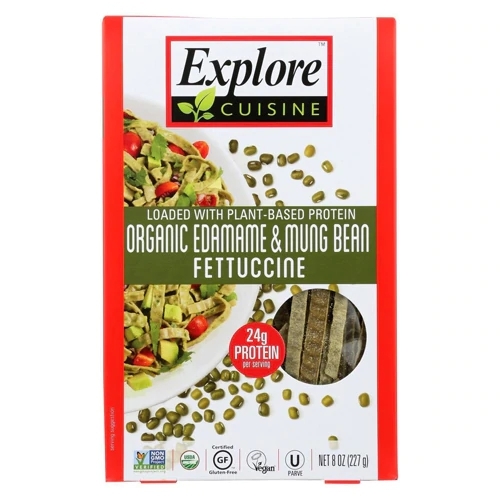 Explore Cuisine Fettuccine Orgânico de Edamame e Feijão Mungo - 227g | Massa Saudável e Proteica
