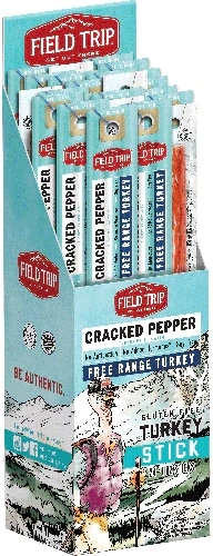 Field Trip Turkey Jerky Stick Gluten Free Pimenta do Reino Moída - 425g (24 Unidades)