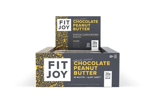 Barra de Proteína FitJoy Chocolate Amendoim - 20g de Proteína - Caixa com 12 Barras