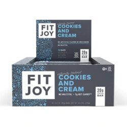 Barra de Proteína FitJoy Cookies & Cream - 20g de Proteína - Caixa com 12 Unidades