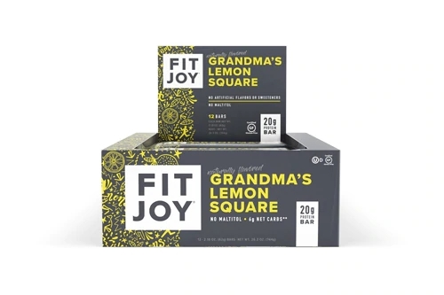 FitJoy Barra de Proteína Grandma's Lemon Square - 20g Proteína - 12 Barras (Aprox. 51g cada)