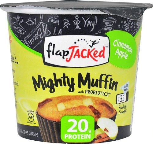 FlapJacked Mighty Muffin Canela e Maçã 54g - Lanche Proteico e Delicioso