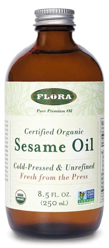 Óleo de Gergelim Orgânico Flora 251ml (8.5 fl oz) - Puro e Natural para sua Cozinha e Bem-Estar