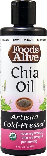 Óleo de Chia Orgânico Foods Alive Prensado a Frio - 237ml - Puro e Nutritivo