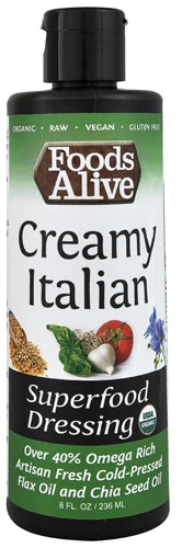Foods Alive Molho Superalimento Italiano Cremoso Orgânico 237ml - Rico em Ômega 3