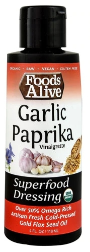 Foods Alive Molho Superalimento Orgânico Alho e Páprica 120ml - Rico em Ômega 3 e 6