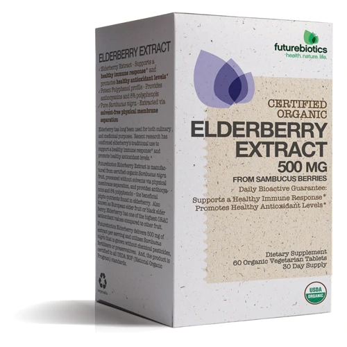 Futurebiotics Extrato de Sabugueiro Orgânico Certificado 500mg - 60 Comprimidos Vegetarianos