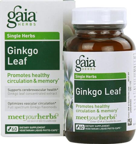 Gaia Herbs Single Herbs Ginkgo Leaf -- 60 Vegetarian Liquid Phyto-Caps™