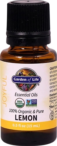 Óleo Essencial Orgânico Garden of Life Limão Puro - 15ml | Aroma Cítrico Refrescante e Benefícios Naturais
