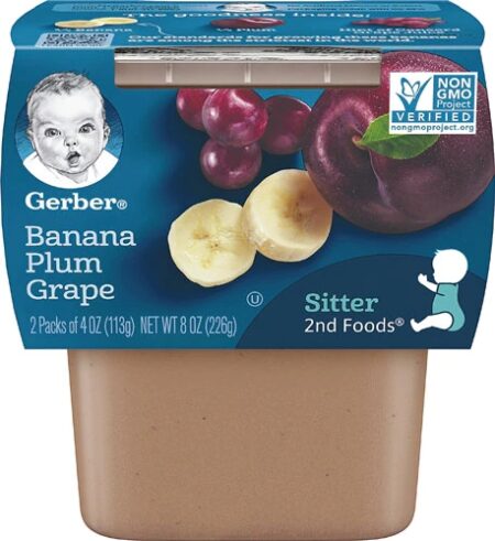 Gerber 2nd Foods Banana Plum Grape -- 2 Packs