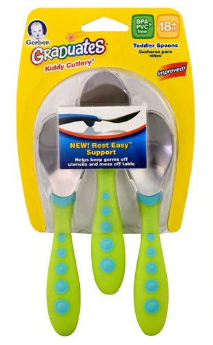 Colheres Gerber Graduates Kiddy Cutlery para Bebês - Conjunto com 3 Peças (Aprox. 30g)