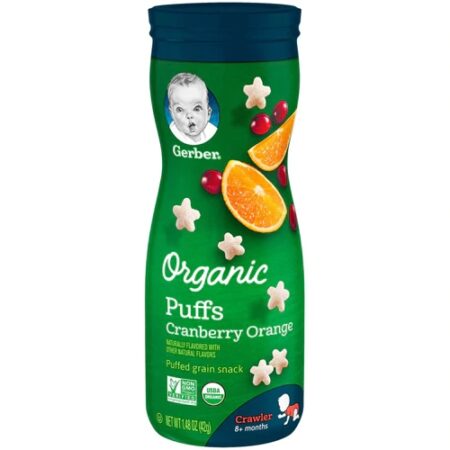 Gerber Organic Puffs Puffed Grain Snack Cranberry Orange -- 1.48 oz