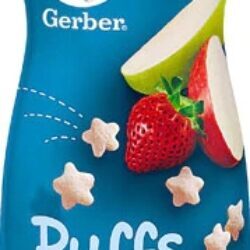 Gerber Puffs Morango Maçã 42g | Snack de Cereais para Bebês | Introdução Alimentar Saudável