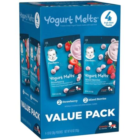 Gerber Yogurt Melts Snacks Strawberry and Mixed Berries -- 1 oz Each / Pack of 4