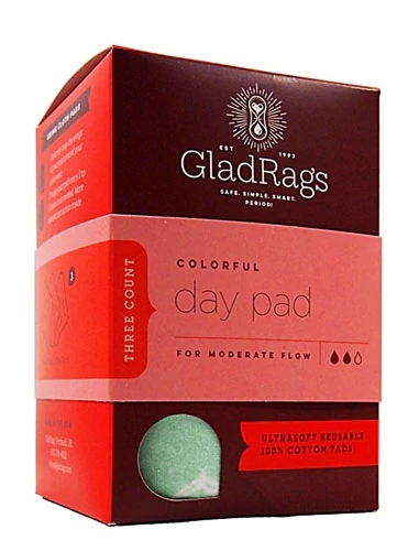 Gladrags Absorventes de Algodão Coloridos Dia - Pacote com 3 Unidades (Aprox. 30g cada)