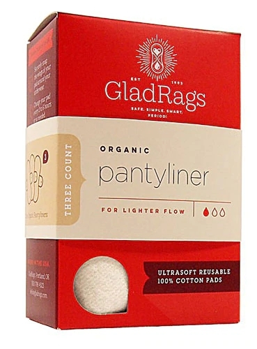 Protetores Diários Orgânicos de Algodão Natural Gladrags - Pacote com 3 Unidades (Aprox. 30g)