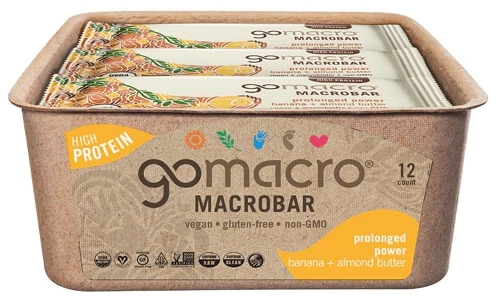 Go Macro Organic Macrobar Energia Sustentada Banana e Manteiga de Amendoim - 12 Barras (Aprox. 680g)