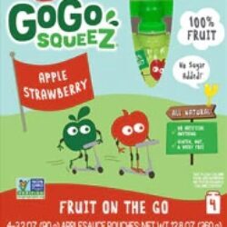 GoGo Squeez Purê de Maçã com Morango - 4 Sachês (Aprox. 340g) - Lanche Saudável e Prático