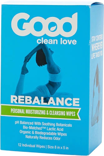  Good Clean Love Rebalance Personal Moisturizing & Cleansing  Wipes, Naturally Reduces Odor & Supports Vaginal Health, pH-Balanced  Feminine Hygiene Product, 12 Biodegradable Wipes : Health & Household