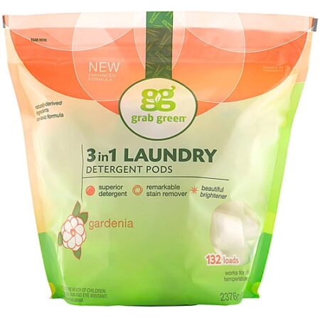 GrabGreen 3 in 1 Laundry Detergent Pods -- 132 Pods