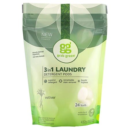 GrabGreen 3-in-1 Laundry Detergent Pods Vetiver -- 24 Pods