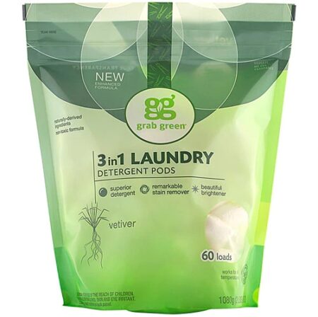 GrabGreen 3-in-1 Laundry Detergent Pods Vetiver -- 60 Pods