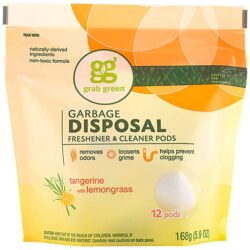 GrabGreen Limpador e Desodorizador para Triturador de Lixo com Tangerina e Capim-Limão - 12 Cápsulas