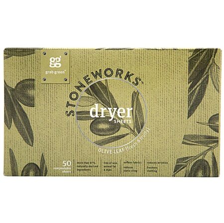 GrabGreen Stoneworks™ Dryer Sheets Olive Leaf -- 50 Compostable Sheets