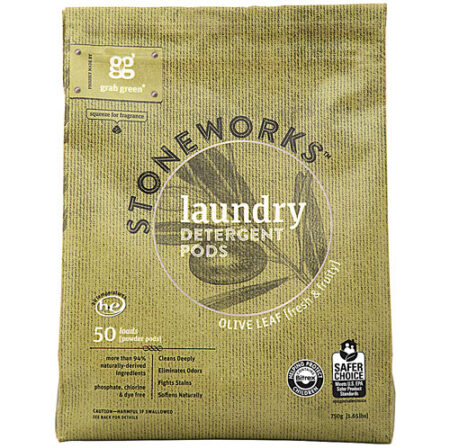 GrabGreen Stoneworks Laundry Detergent Pods Olive Leaf -- 50 Loads