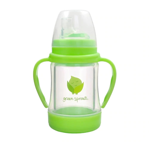 Copo de Vidro Green Sprouts Sip & Straw 120ml (4 oz) Light Lime - Suporte para Bebê Seguro e Saudável