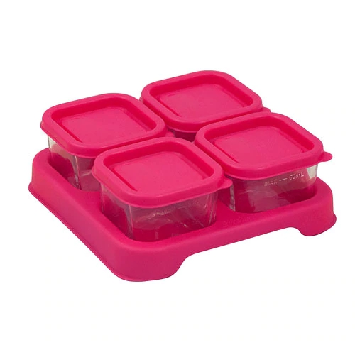 Potes de Vidro para Papinha de Bebê Green Sprouts 57g - Kit com 4 Unidades Rosa