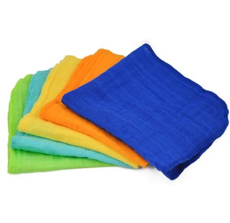 Green Sprouts Muslin Face Cloths made from Organic Cotton (5pk)-Blue Set-12" x 12" -- 5 Pack