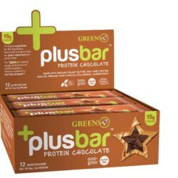Greens Plus +plusbar Proteína Chocolate Amendoim - Caixa com 12 Barras de 60g (Total 720g)