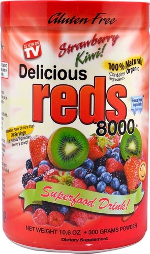 Greens World Inc. Delicious Reds 8000 Morango Kiwi 300g - Superalimento Antioxidante Completo