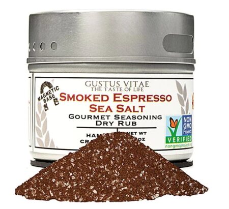 Gustus Vitae Gourmet Seasoning Dry Rub In Magnetic Tin Smoked Espresso Sea Salt -- 2.3 oz